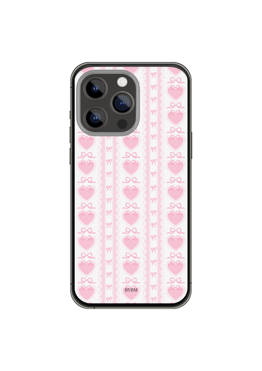 Coque de téléphone "Douce Élégance"  – Un design raffiné avec de délicats motifs de dentelle et de petits nœuds, pour une touche de charme et de sophistication. Protection élégante et personnalisée pour votre smartphone. .