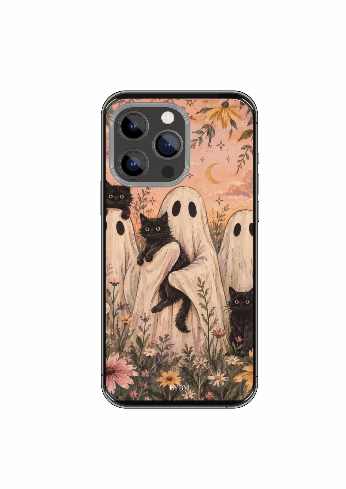 Coque de téléphone « Ghostly Garden » — Quand les petits frissons rencontrent la douceur des fleurs.