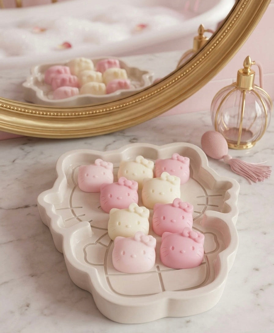 Plateau Décoratif "Kity Kawaii" en Jesmonite – fait main – couleur au choix