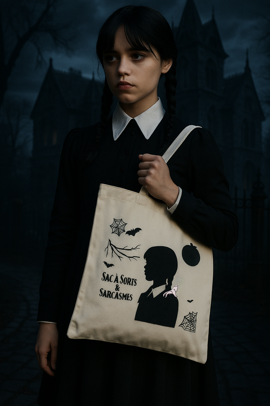 Tote Bags en toile et polyester - Sac à sorts & Sarcasmes - Sublimé à la main