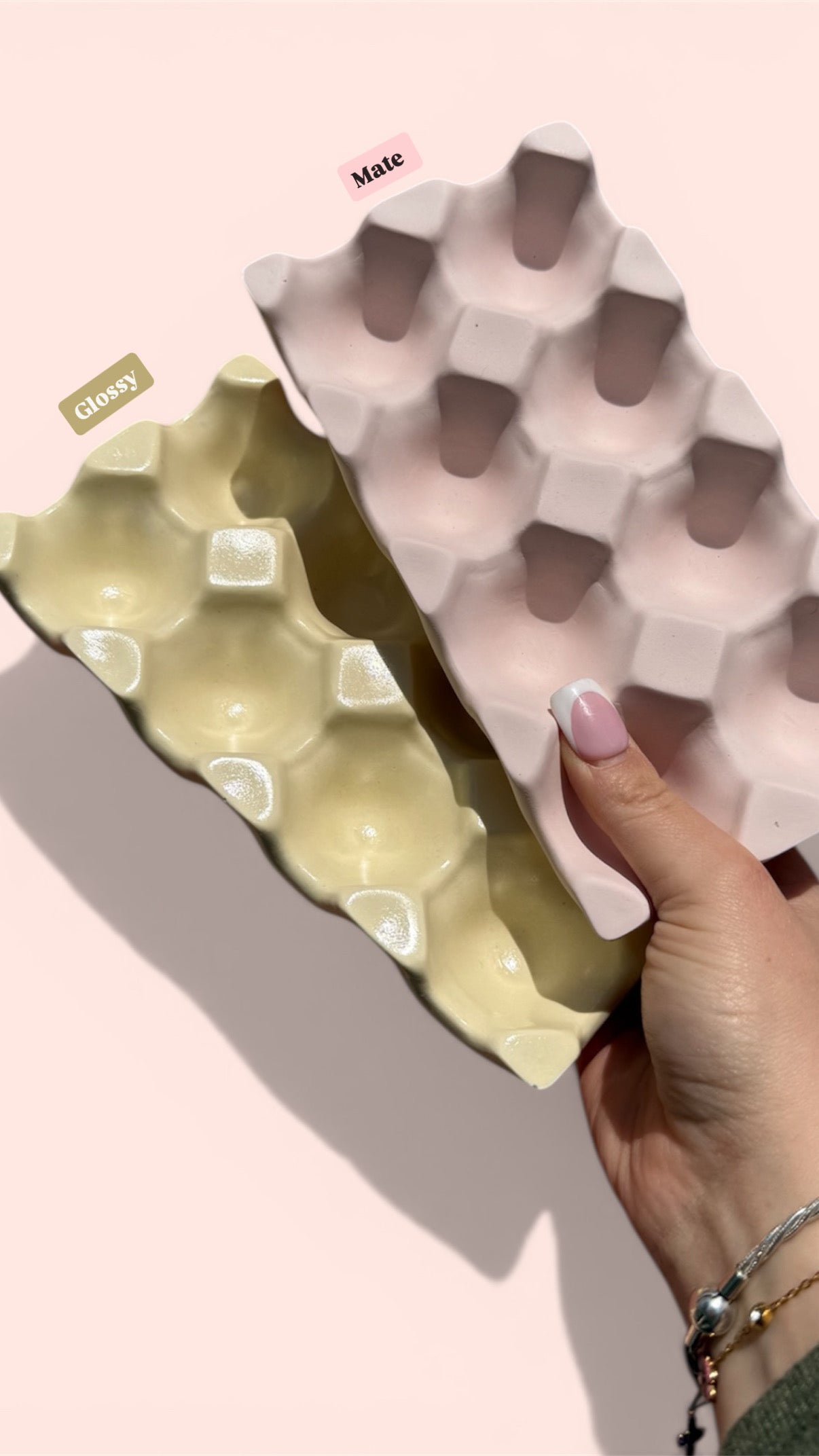 Porte-Œufs par 6 "Organique" en Jesmonite — Pièce Artisanale Faite Main