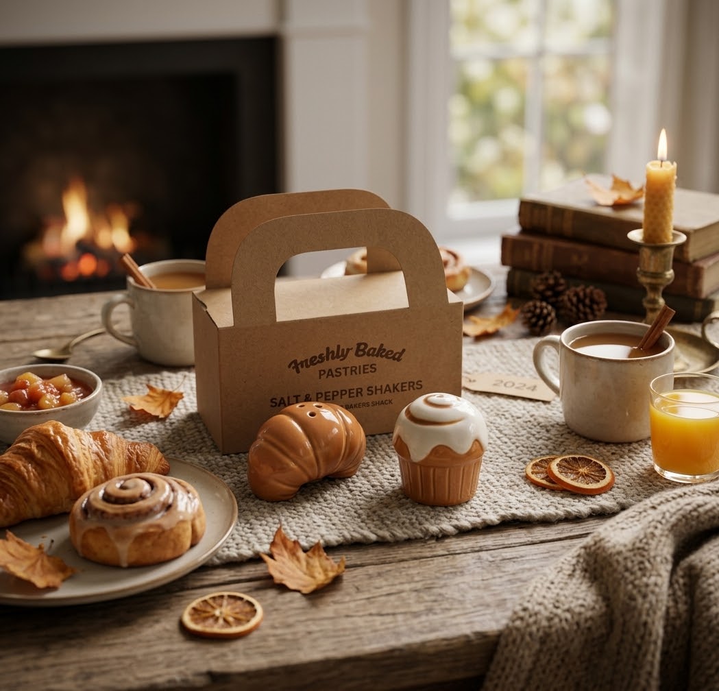 Duo de Salières et Poivrières "Pâtisseries & Gourmandises" (Dans leur boîte coffret) - PRECOMMANDE